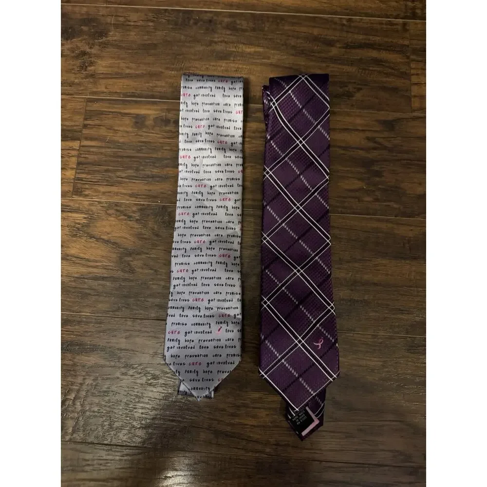 2 Knots For Hope Mens Neck Tie Breast Cancer Awareness Susan G. Komen